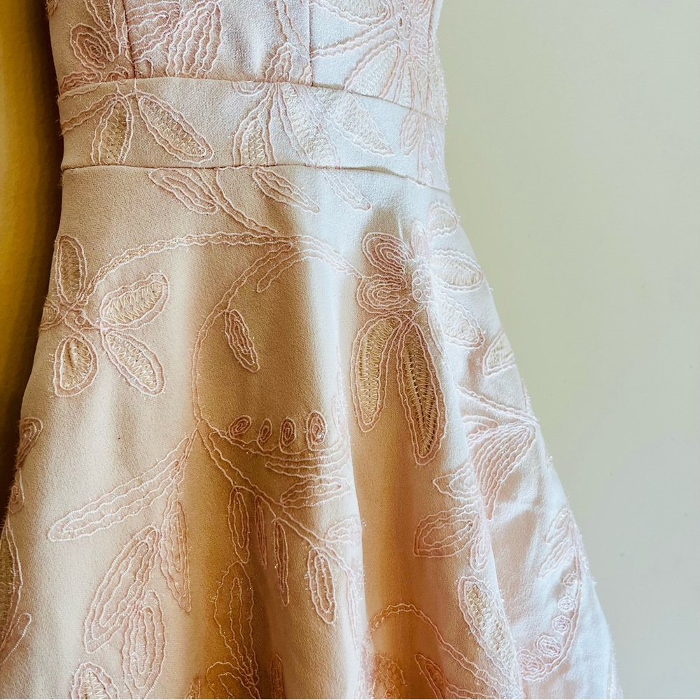 Honey and Rosie Dress Blush Pink Barbie Feminine Embroidered Glitter Lace Peplum - Picture 8 of 8